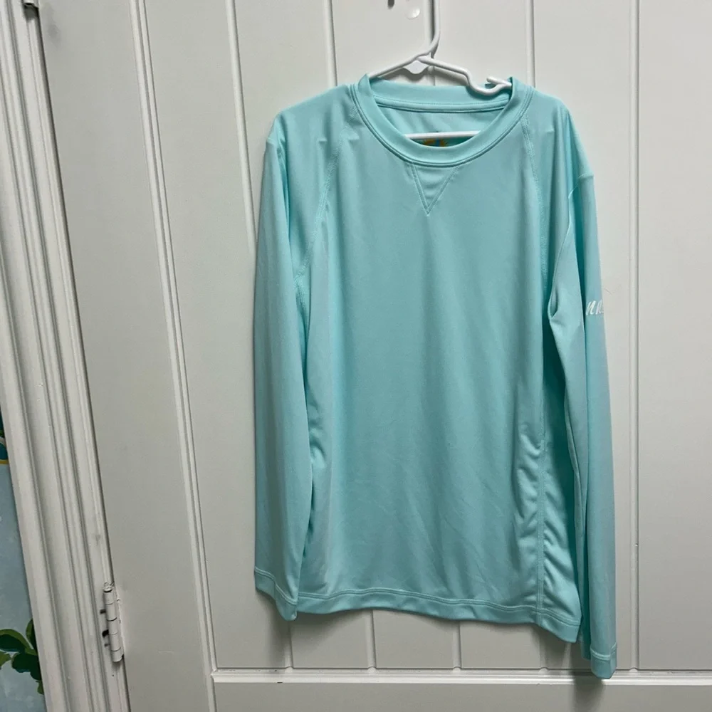johnnie-O Kids Long-Sleeve Swim Rashguard in Light Aqua